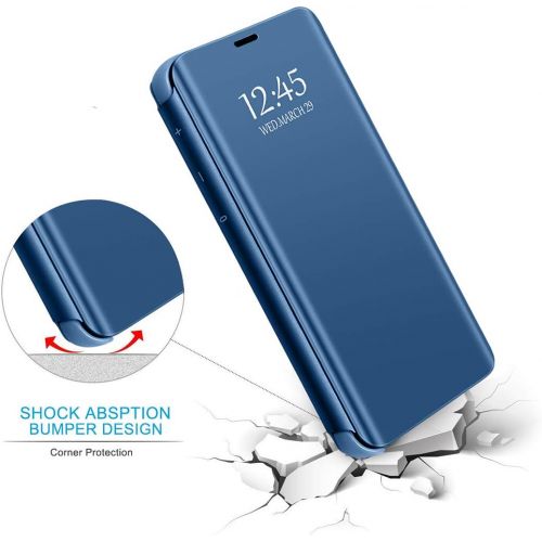  Wouier Case Compatible Samsung Galaxy A50 A30 Case Clear View Mirror Flip Folio with Stand Shockproof Protective Cover for Samsung Galaxy A10 (Blue, Samsung Galaxy A50)