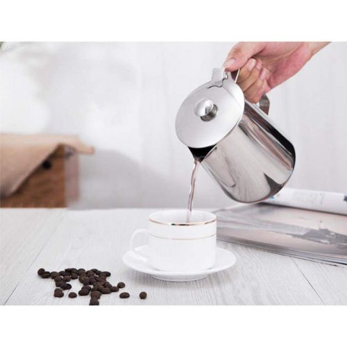  Wovemster Edelstahlkanne Kaffeekanne Milchkanne Teekanne 600ML mit Deckel, Taeglicher Kaffeehaus - Geschenk