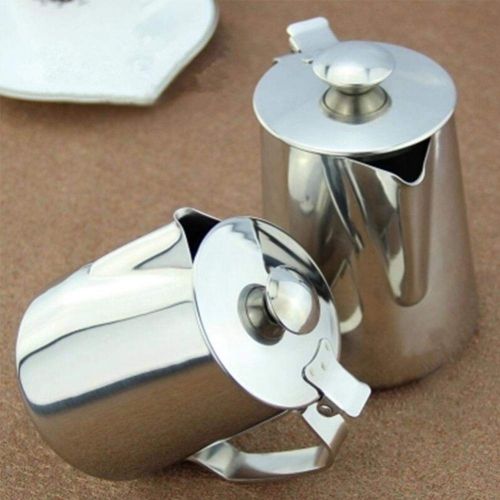  Wovemster Edelstahlkanne Kaffeekanne Milchkanne Teekanne 600ML mit Deckel, Taeglicher Kaffeehaus - Geschenk
