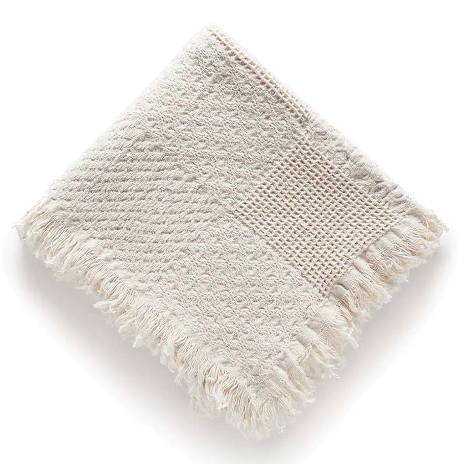  Woven Natural Cotton Throw with Script Font