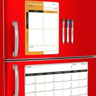 WowThings! Magnetic Dry Erase Calendar with Refrigerator To-Do List for Kitchen - Monthly Planner Board for Fridge - Family Weekly Whiteboard Organizer - Reusable Writing Pad Magnets - Day We