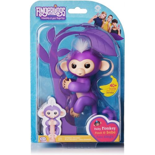  [아마존베스트]Fingerlings - Interactive Baby Monkey - Mia (Purple with White Hair) By WowWee