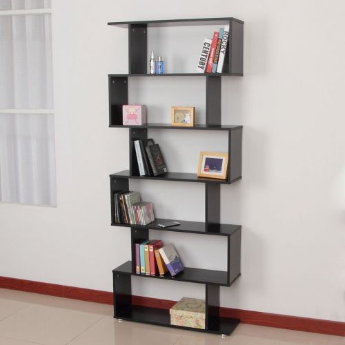  Wowdeal Chic 6 Level Shelf Bookcase Bookshelf Wooden Home Furniture Storage Organizer US