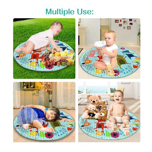  Wowelife Baby Play Mat Foldable Washable Toys Storage Organizer for Baby and Toddlers, Crawling, Gym or Tummy Time with Diameter 59 inches (Fox)