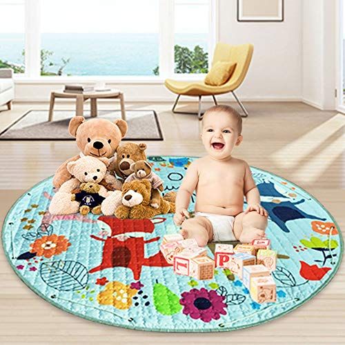  Wowelife Baby Play Mat Foldable Washable Toys Storage Organizer for Baby and Toddlers, Crawling, Gym or Tummy Time with Diameter 59 inches (Fox)