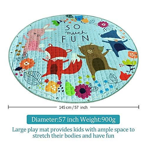  Wowelife Baby Play Mat Foldable Washable Toys Storage Organizer for Baby and Toddlers, Crawling, Gym or Tummy Time with Diameter 59 inches (Fox)