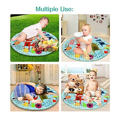  Wowelife Baby Play Mat Foldable Washable Toys Storage Organizer for Baby and Toddlers, Crawling, Gym or Tummy Time with Diameter 59 inches (Fox)