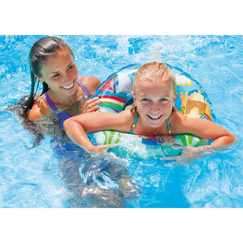  Wowelife Thole Transparent Swimming Floats Inflatable Swim Ring for Baby Bath Neck Float Pool Ring with Hand Pump 61cm Suitable for Children Aged 6-10 3pcs