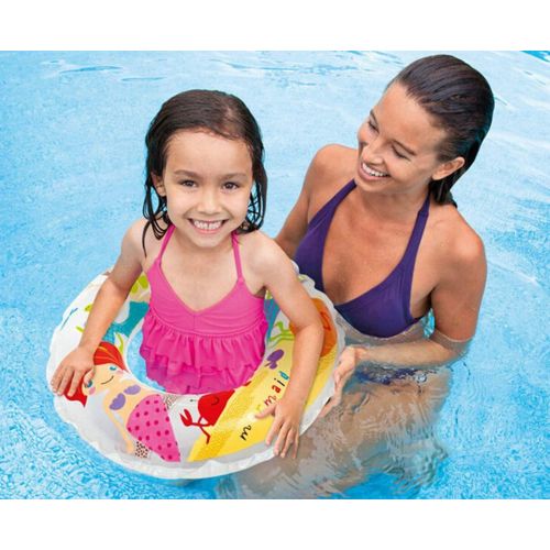  Wowelife Thole Transparent Swimming Floats Inflatable Swim Ring for Baby Bath Neck Float Pool Ring with Hand Pump 61cm Suitable for Children Aged 6-10 3pcs