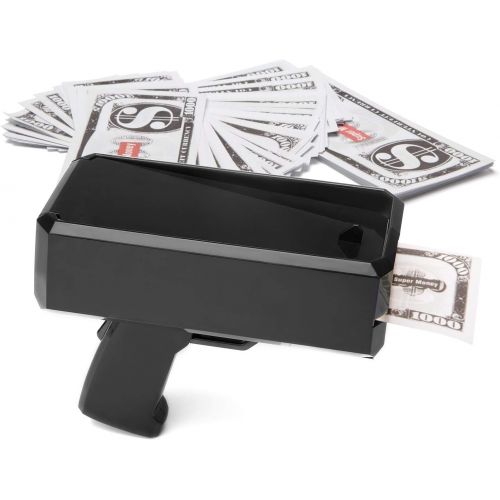  [아마존베스트]Wowok Black Money Gun Super Money Guns Paper Playing Spary Money Gun Make it Rain Toy Gun with Play Money & 9V Batteries Cash Gun for Game Party Supplies (Money Gun)