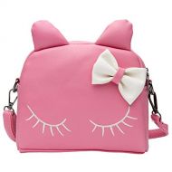 Wraifa Purse for Little Girls, Kids Mini Backpack Crossbody Bow Bag Toddler Cat Handbag (Kids Purse Pink Cat)