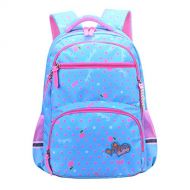 Wraifa Girls Backpacks for Elementary, Polk Dots School Bag for Kids Primary Bookbags (Girls Backpacks for Elementary Sky Blue, Small for Grade 1-3)
