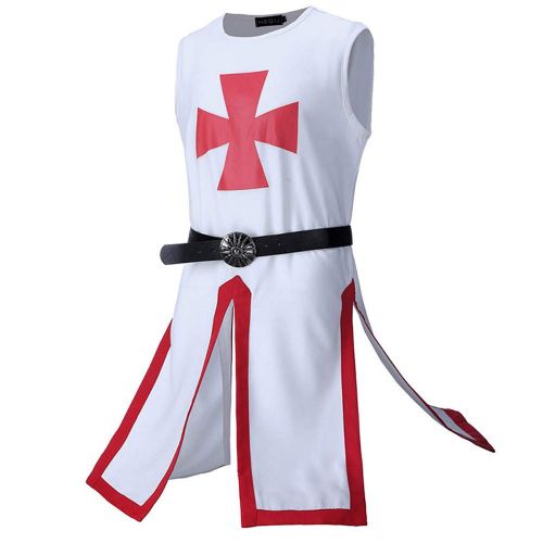  Wraith of East Mens Medieval Knight Templar Crusader Costume Adult Tunic Robe Warriror Armor Tabard Halloween Belt