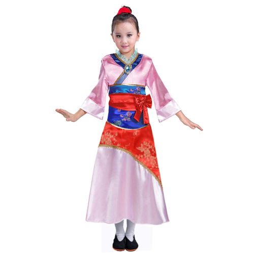  Wraith of East Mulan Costume Kids Chinese Princess Classic Girls Fancy Dress Halloween Party Pink