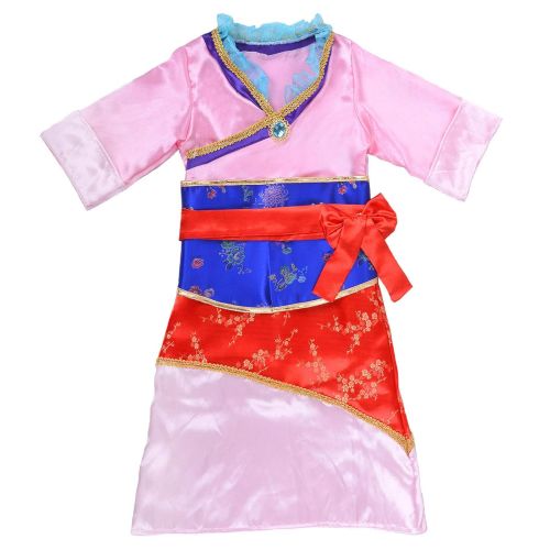  Wraith of East Mulan Costume Kids Chinese Princess Classic Girls Fancy Dress Halloween Party Pink