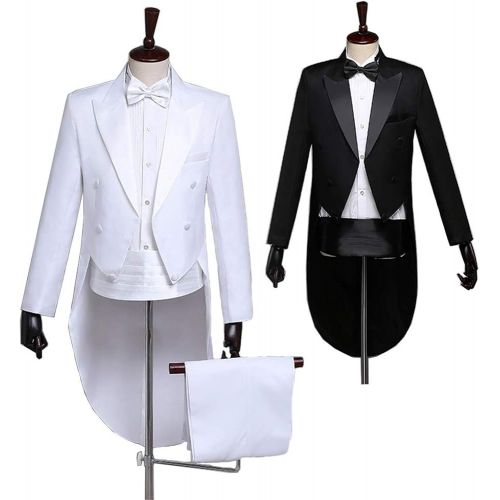  할로윈 용품Wraith of East Mens Formalities Tuxedo Costume Vintage Hollywood Formal Tailcoat Slim Fit Peak Lapel Suit Tux Pants Tail Coat 4pcs/Set