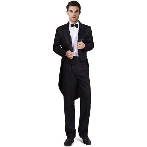  할로윈 용품Wraith of East Mens Formalities Tuxedo Costume Vintage Hollywood Formal Tailcoat Slim Fit Peak Lapel Suit Tux Pants Tail Coat 4pcs/Set