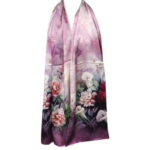  Wrapables Luxurious 100% Charmeuse Silk Long Scarf with Hand Rolled Edges, Peacock