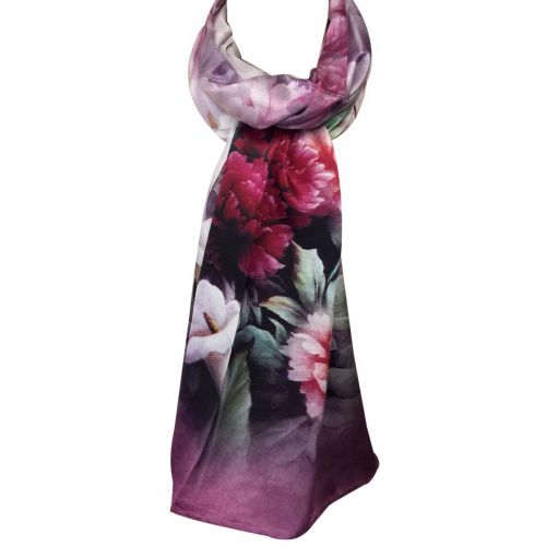  Wrapables Luxurious 100% Charmeuse Silk Long Scarf with Hand Rolled Edges, Peacock