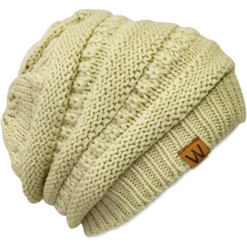  [아마존핫딜][아마존 핫딜] Wrapables Winter Warm Knitted Infinity Scarf and Beanie Hat Set, Beige at Amazon Women’s Clothing store