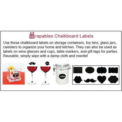  Wrapables Chalkboard Labels/Chalkboard Stickers, 3.25-Inch by 2-Inch, Fancy Rectangle, Set of 36