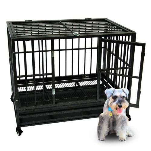  Wrea 2019 New Pet Playpen 42 Heavy Duty Dog Cage Crate Kennel Metal Pet Playpen Portable with Tray Silver