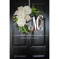 /WreathDreams White Hydrangea Wreath. Year Round Wreath. Spring Wreath. Summer Wreath. Door Wreath. Grapevine Wreath.