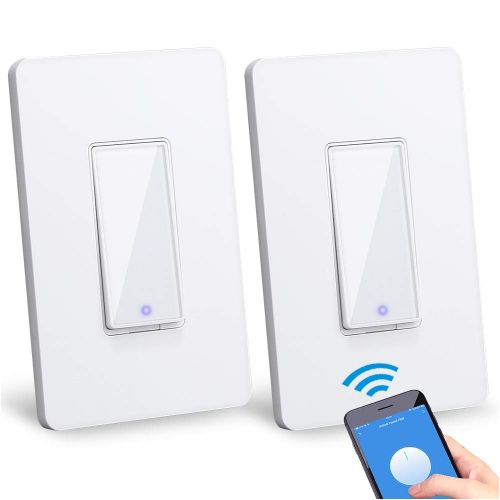  [아마존베스트]Smart Light Switch Compatible with Alexa/Google Assistant/IFTTT, Wsdcam WiFi Wall Switch App and Voice Control, In-Wall Timer Switch for Lights Fans Motors, No Hub Required - 2 Pac