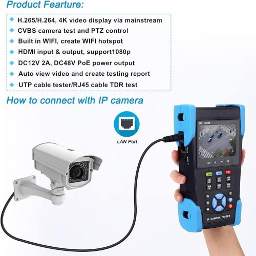  [아마존베스트]Wsdcam 3.5 Inch Handheld IP Camera Tester CCTV Tester 4K H.265 IP CVBS Analog Security Camera Tester with POE/WiFi/IP Discovery/Rapid ONVIF/PTZ Control/Audio Tester/RJ45 TDR IPC Te