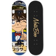 Wsjdmm Detective Conan Case Closed Conan Edogawa Anime Skateboard, Pro Skateboard - Double Kick Skateboards for Adults 7 Layer Canadian Maple Wood Tricks Skateboard