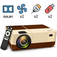 [아마존 핫딜] [아마존핫딜]Wsky Video Portable Projector Outdoor Home Theater, LED LCD HD 1080p Supported with Dual Speakers, Compatible DVD, Phone, Laptop, HDMI, TV, PS4, PC(Brown)