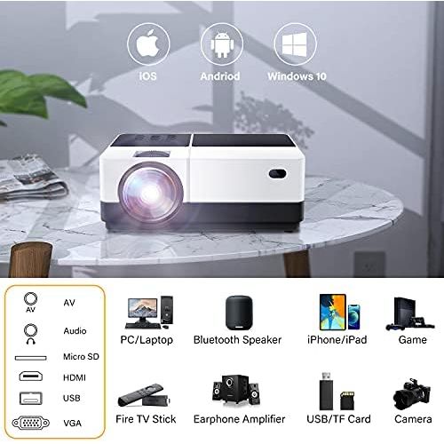  Wsky HD Projector 7500Lumens Outdoor Movie Projector with Best 84-LED Projection Technology, Dolby Sound, 1080P and 176 Display Supported, 50,000 Hrs LED Lamp Life