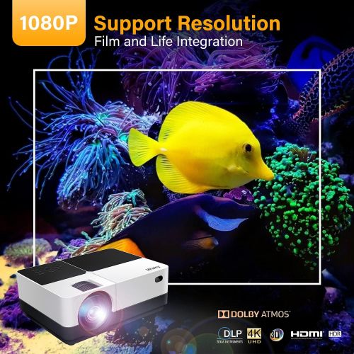  Wsky HD Projector 7500Lumens Outdoor Movie Projector with Best 84-LED Projection Technology, Dolby Sound, 1080P and 176 Display Supported, 50,000 Hrs LED Lamp Life