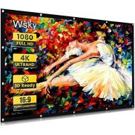 Wsky Projector Screen, 120 inch HD Foldable Portable Outdoor Projection Screen, Anti-Crease 16:9 Movie Screen for Video Projector Best Home Theater Movie Party Class (Black)