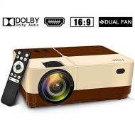 Wsky 2019 Newest LCD LED Outdoor Portable Home Theater Video Projector, Support HD 1080P Best for Outdoor Movie Night, Family, Compatible with Phone, PS4, Xbox, HDMI, USB, SD(Brown