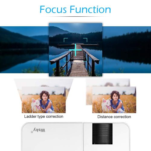  Wsky 2019 Newest LCD LED Outdoor Portable Home Theater Video Projector, Support HD 1080P Best for Outdoor Movie Night, Family, Compatible with Phone, PS4, Xbox, HDMI, USB, SD(Brown