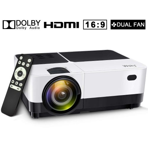  Wsky 2019 Newest LCD LED Outdoor Portable Home Theater Video Projector, Support HD 1080P Best for Outdoor Movie Night, Family, Compatible with Phone, PS4, Xbox, HDMI, USB, SD(Brown