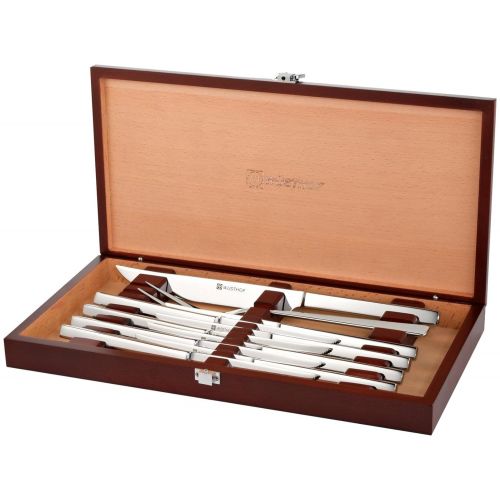  Wuesthof Wusthof Stainless Steel 10 Piece Steak and Carving Set with Presentation Chest, Silver