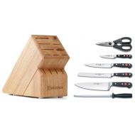 Wuesthof WUESTHOF Classic Seven Piece Knife Block Set | 7-Piece German Knife Set | Precision Forged High Carbon Stainless Steel Kitchen Knife Set with 15 Slot Wood Block  Model 7417
