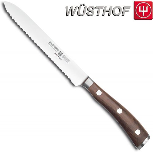  Wuesthof / PRYMO.de Wuesthof Ikon 4926 Aufschnittmesser 14 cm Wellenschliff mit Holzgriff inkl. PRYMO.de Klingenschutz