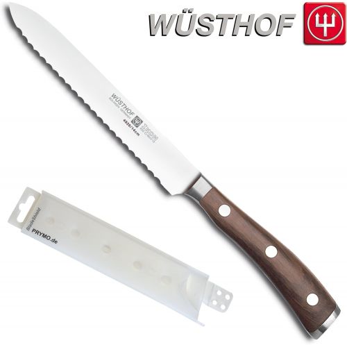  Wuesthof / PRYMO.de Wuesthof Ikon 4926 Aufschnittmesser 14 cm Wellenschliff mit Holzgriff inkl. PRYMO.de Klingenschutz