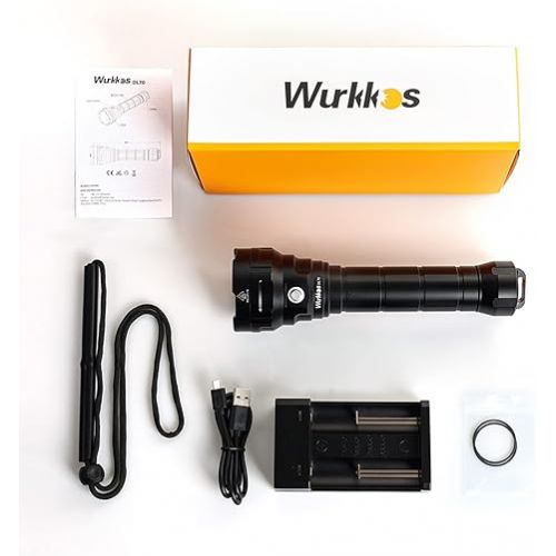  Wurrkos Dive Flashlight Max 13000 Lumen Super Bright Scuba Diving Light DL70 with 4pcs Led, IPX8 Waterproof Dive Torch Underwater 328ft, 4 Mode Night Dive Flashlight for Submarine Deep Sea Cave