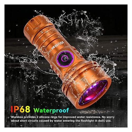  Wurkkos TS11 EDC Flashlight Rechargeable,Super Bright Led Pocket Flashlight with 616M Beam Distance,Compact LED Flashlight with Anduril 2.0 UI and SFT40 Led (Orange)