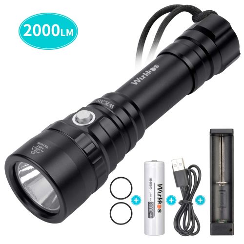  [아마존 핫딜]  [아마존핫딜]Wurkkos Tauchlampe, 2000 Lumen Taschenlampe, 150m wasserdicht Submarine Licht,XHP35 HD LED-Tauchlampen mit 1x18650 Akku und Ladegerat, IPX-8 wasserdicht fuer Aktivitaten im Innen- u