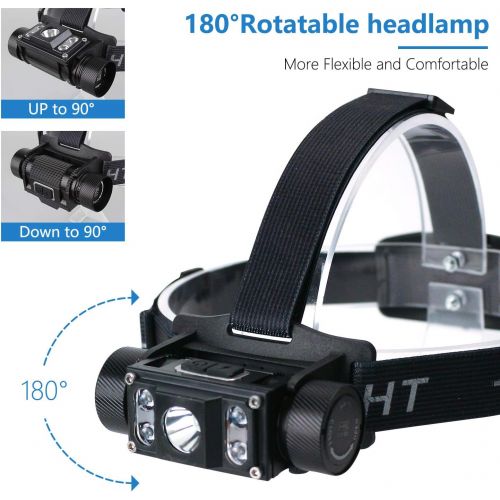  Wurkkos Headlamp Rechargeable,1380LM Super Bright LED Headlamp,180° Adjustable Headlamp Flashlight 6 Modes Hardhat Headlights,Waterproof Magnetic Head Lamps for Camping Running Hiking Woki