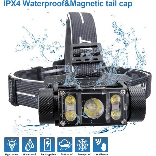  Wurkkos Headlamp Rechargeable,1380LM Super Bright LED Headlamp,180° Adjustable Headlamp Flashlight 6 Modes Hardhat Headlights,Waterproof Magnetic Head Lamps for Camping Running Hiking Woki