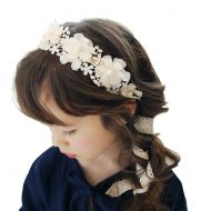 Wusjyeda Floral Wedding Lace Headband, Princess Vintage Modern Style Headband For Girls