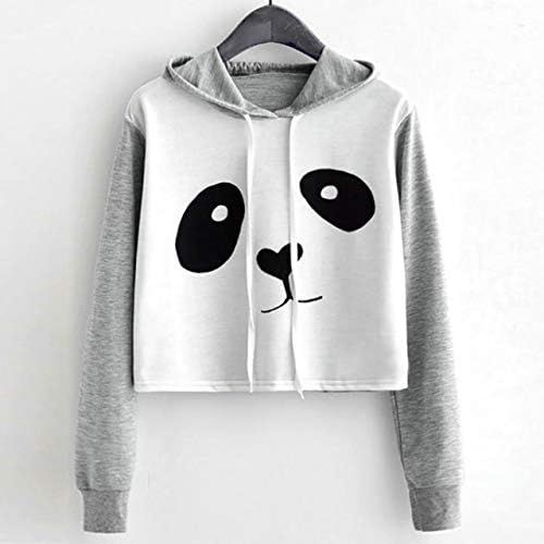  [아마존베스트]WuyiMC Women Hoodie WuyiMC Clearance Women Teen Girl Cute Panda Patchwork Hoodies Crop Top Sweatshirt