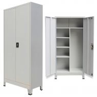 Wuyue and buding Office Tall Locker Cabinet Metal, Storage Cabinet with 2 Doors, Adjustable Shelves Steel 35.4x15.7x70.9 Gray