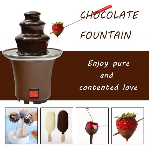  [아마존베스트]Chocolate Fondue Fountain - wuyule 3 Tiers Electric Melting Machine Chocolate Fountain with 6pcs Iron Sticks Mini Hot Chocolate Fondue Pot,Easy to Assemble,Perfect for Nacho Cheese